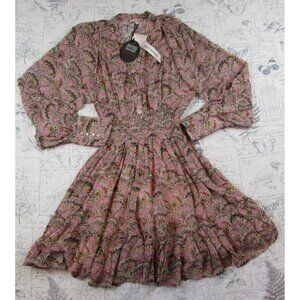 NEW $373 Anthropologie byTIMO Georgette shell Mini dress long balloon sleeve S